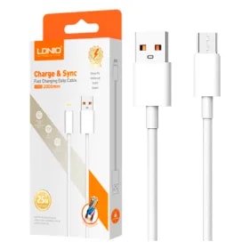 Cable LDNIO LS902 2M 25W USB a Micro USB - Cordón Blanco