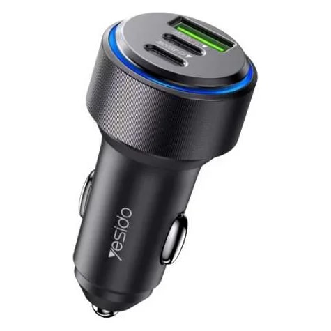 Cargador para auto Yesido Y50 3 puertos carga rápida