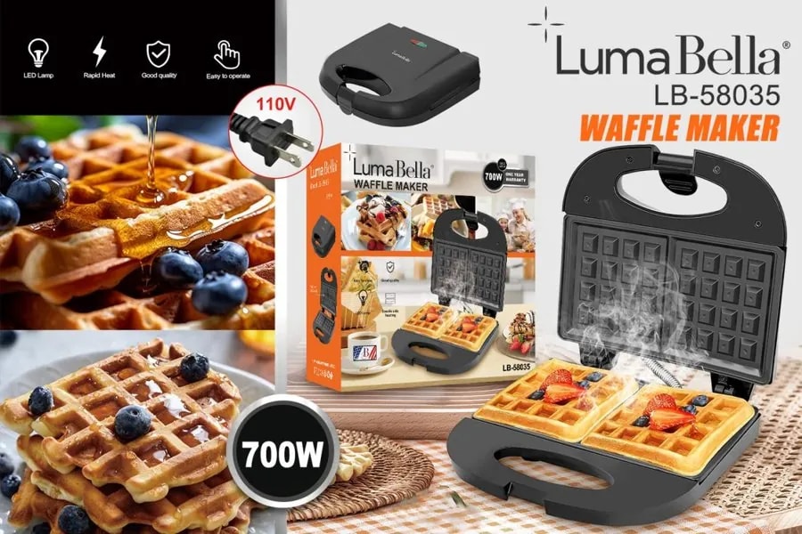 Wafflera Eléctrica Luma Bella 700W Antiadherente