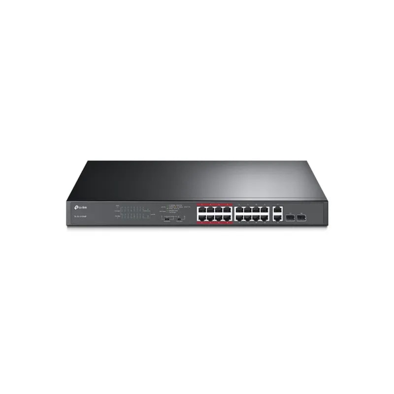 Switches TP-Link TL-SL1218MP / 16 Puertos 10-100 Mnbps / 2 Puertos Gigabits POE / Carcasa Metal