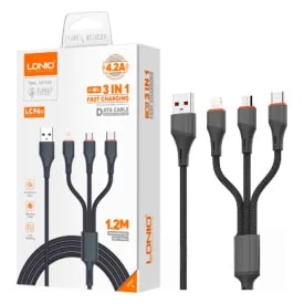 Cable LDNIO LC96U USB 1.2M 3EN1 100W (Micro USB-Lightning-USB-C)