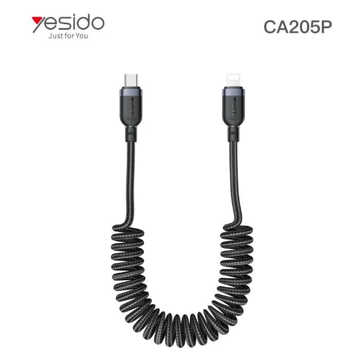 Cable en espiral Yesido CA205P USB-C a Lightning 27W