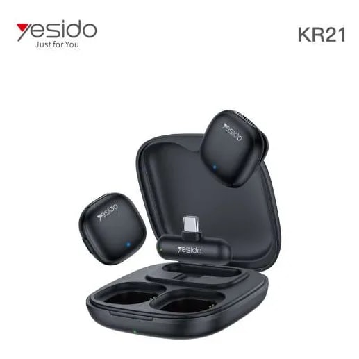 Micrófono de solapa inalámbrico con IA Yesido KR21 USB-C