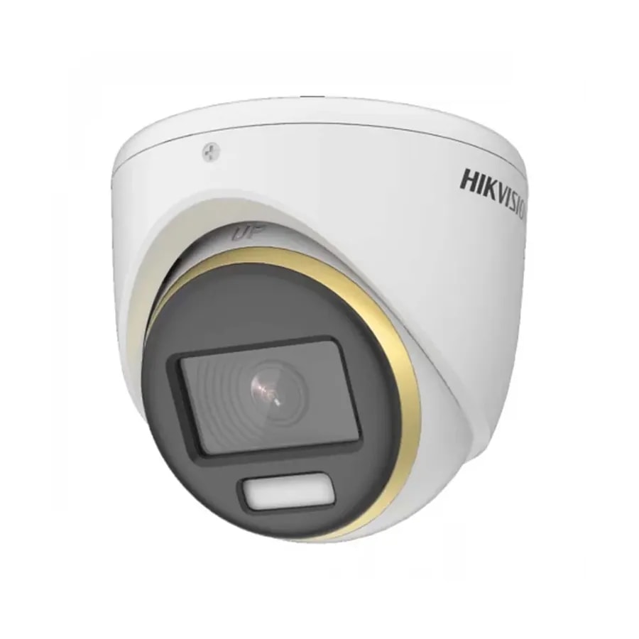 Cámara domo hikvision colorvu 2MP micrófono plastica int. color 24/7 LED 20MTS ds-2ce70df0t-lpfs