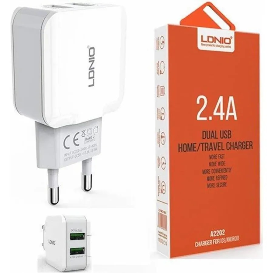 Cargador ldnio H2221 12W 2USB solo cubo