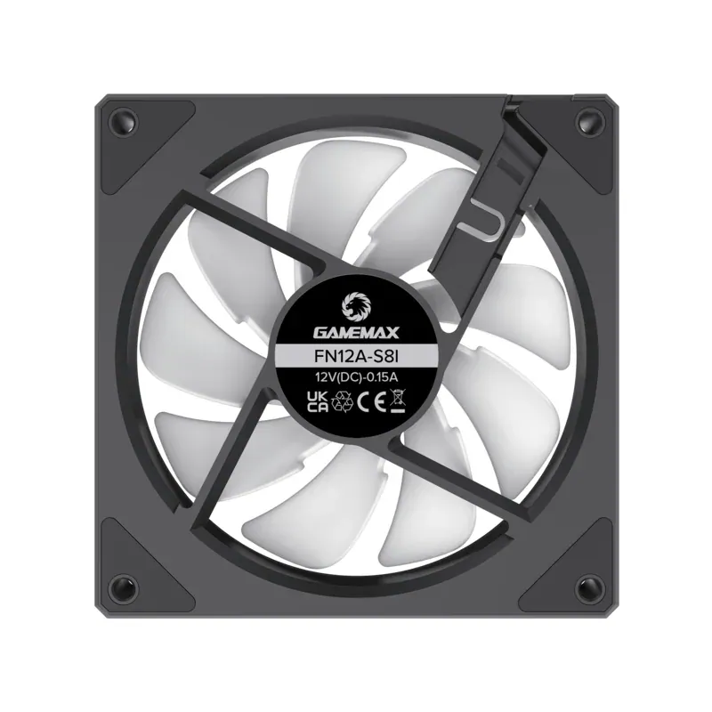 Ventilador PC GAMEMAX FN12A-S8I-R Black 12CM ARGB Int/ext Efecto Infinito Aspa Invertida 5V 3PIN