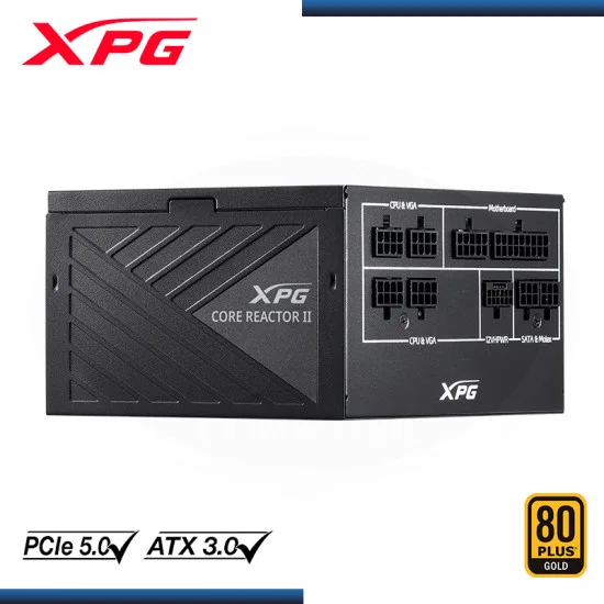 Fuente de poder gamer XPG CORE REACTOR II, Black, 80+ Gold, Full Modular, 850W, ATX 24x1, EPS 8x2,