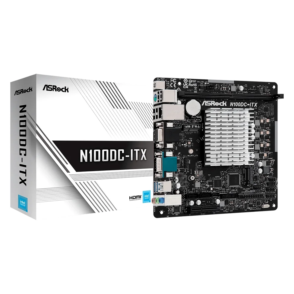 Mainboard Asrock N100DC-ITX Intel N100 DDR4 HDMI D-Sub M.2 2SATA3 12USB PCIe3.0 mini-iTX