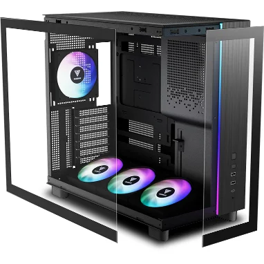 CASE GAMDIAS ATLAS M4 • Pantalla de vidrio templado sin costuras • 4 ventiladores NOTUS M1 ARGB de