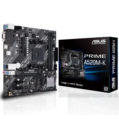 Mainboard ASUS Prime A520M-K AM4 Series 3000/4000/5000 2*DDR4 Hasta 64GB M,2 SSDs PCIe, HDMI USB
