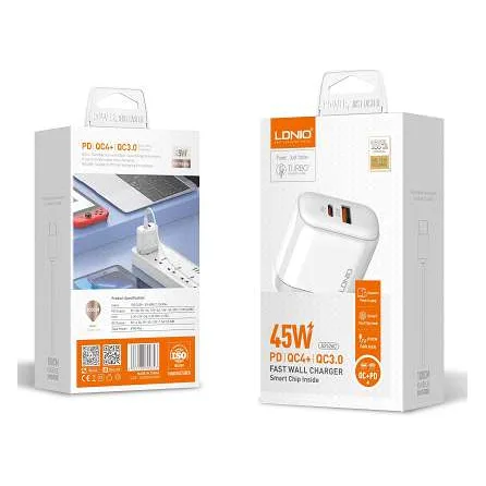 Cargador LDNIO A2526C 45W carga rápida con cable USB-C a Lightning