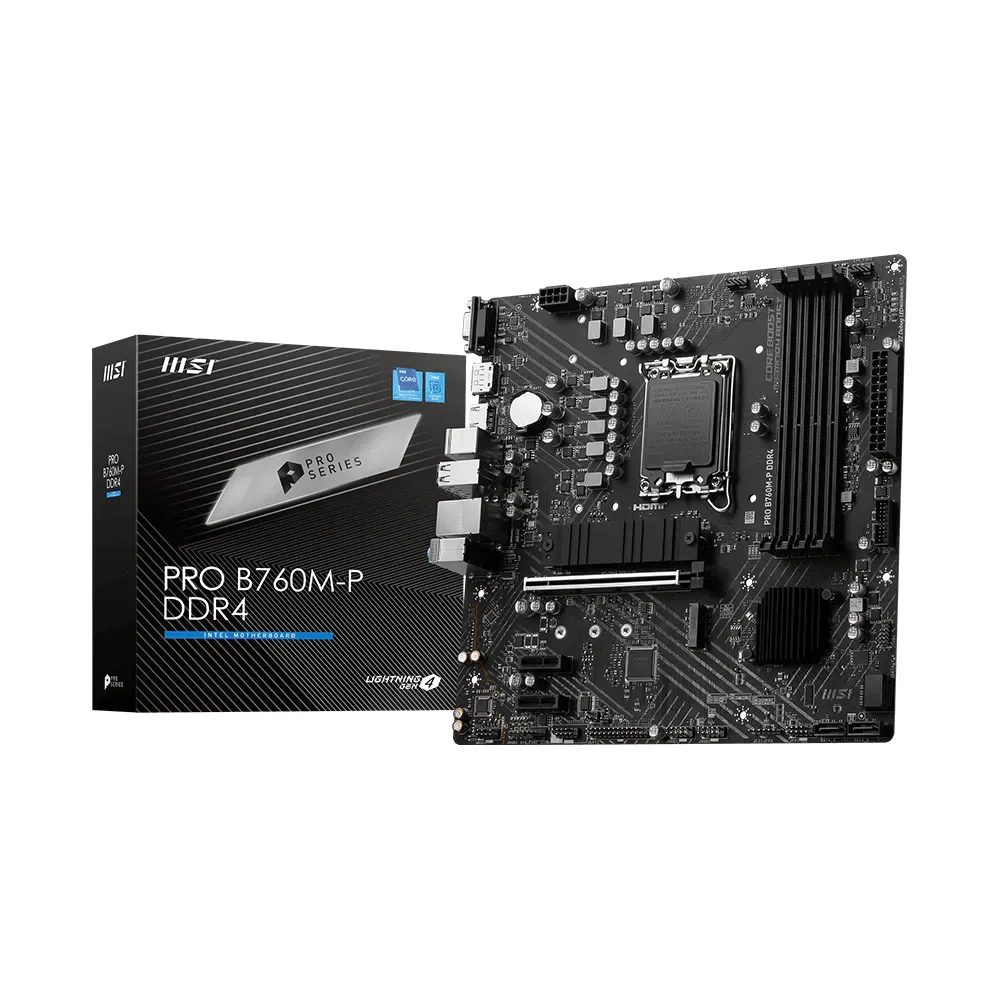 Mainboard MSI PRO B760M-P LGA1700 ddr4 4 slots HDMI Display VGA port 1G Lan mATX