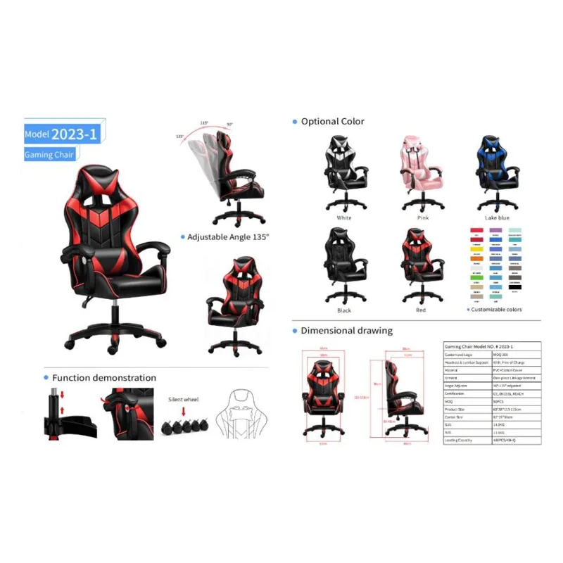 Silla Gamer reclinable con cojines