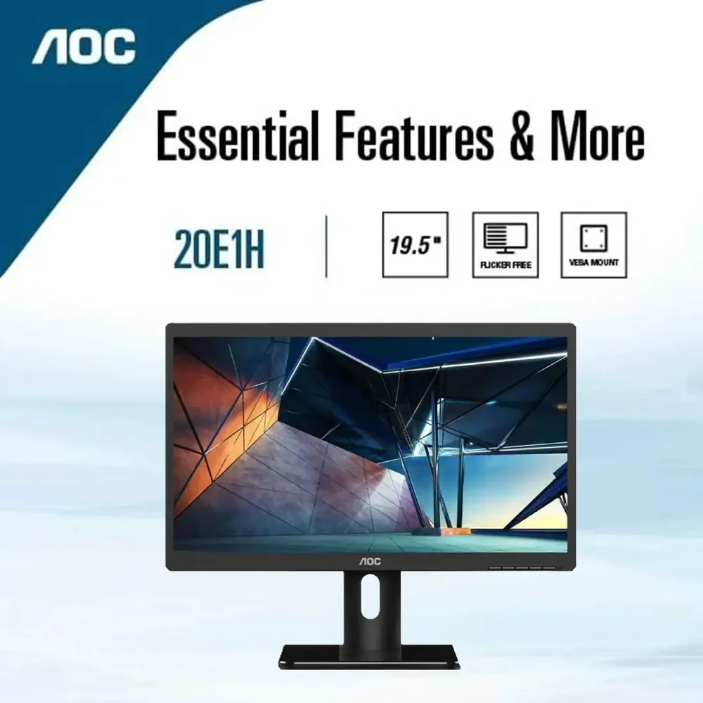 Monitor AOC 20E1H 19.5 inch (1600 x 900) 5ms HDMI 3.5mm VGA 200 nits vesa flicker free