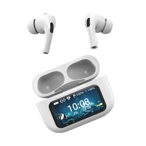 Audífonos Xtrike Me WS-014 BT 5.3 Case Con Pantalla Gestion Intuitiva Bat. 300MAH Usb-c Blanco