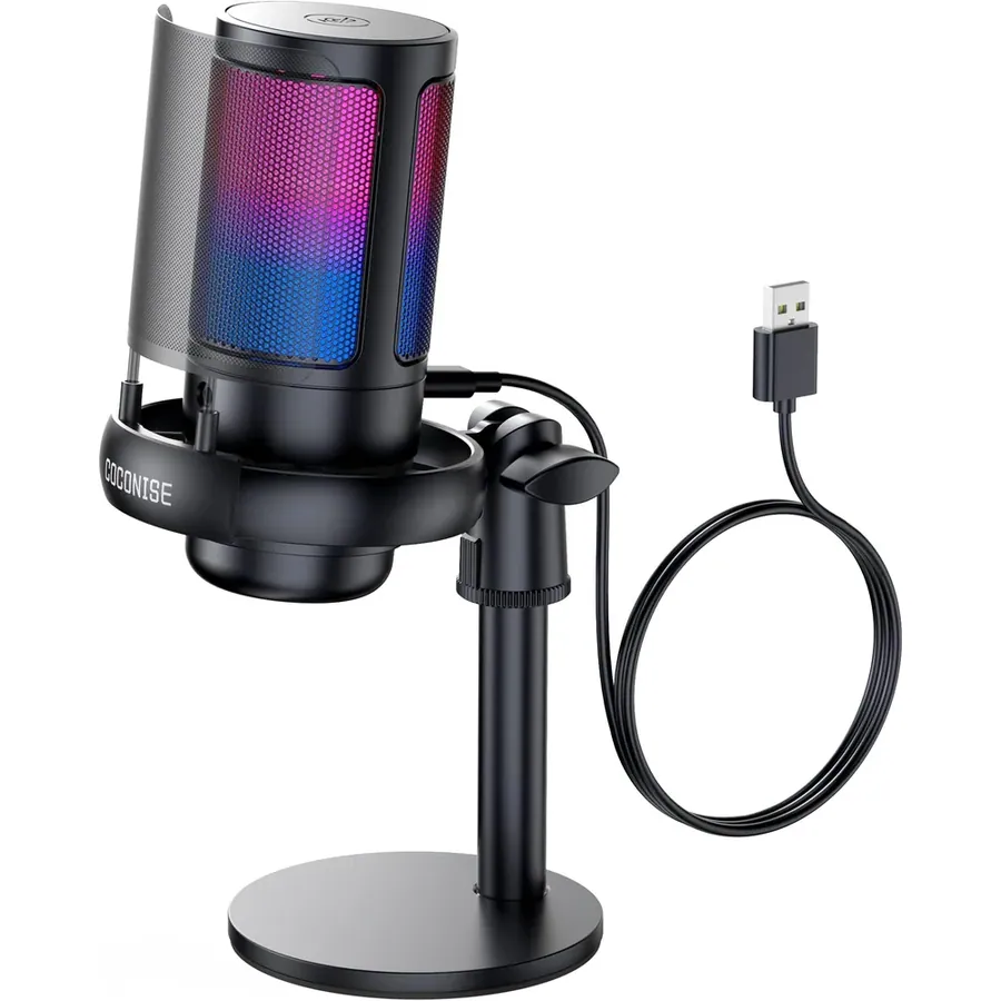 Microfono PC Marvo MIC-08 WH RGB Usb-c a Usb-a Streaming, Podcasts Y Gaming