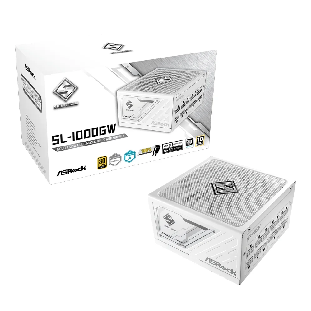 Fuente de poder Asrock Steel Legend SL-1000GW 1000 watts certificacion 80 plus gold modular ATX