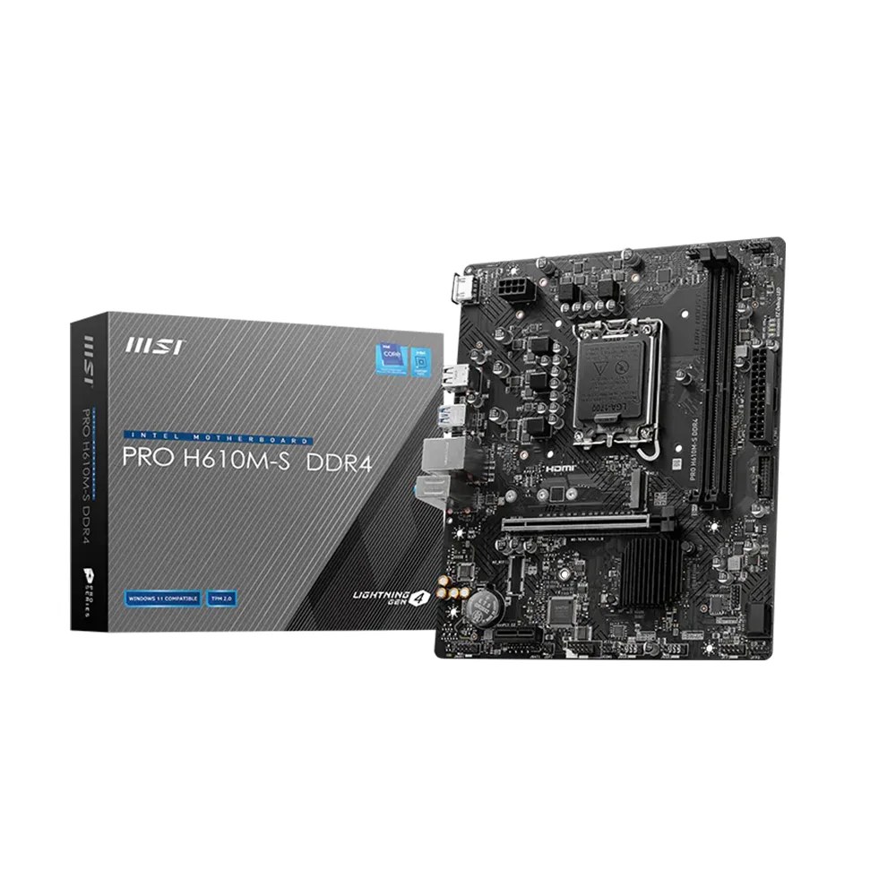 Mainboard MSI PRO H610M-S LGA1700 ddr4 2 slots HDMI 1G Lan mATX