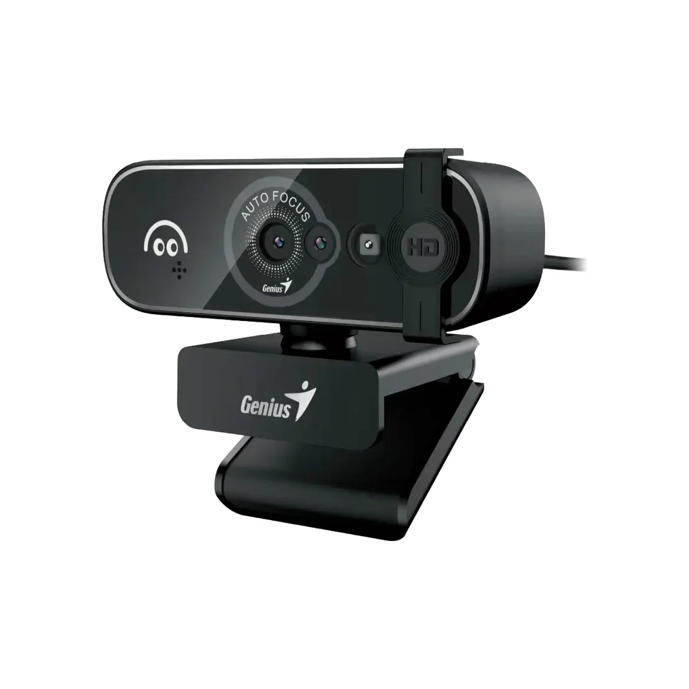 Cámara Genius Facecam Open 1080P FHD Usb-a Usb-c Rec. Facial Con Cubierta De Privacidad Black