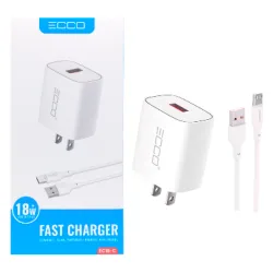 Cargador ECCO 18W EC18-C USB + Cable USB a Micro USB