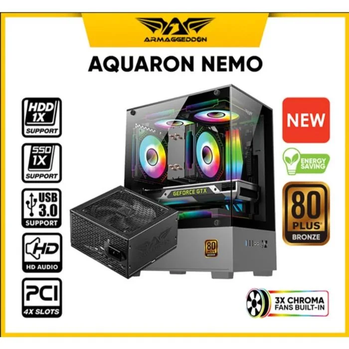 PC CHASIS ARMAGGEDDON AQUARON nemo / M-ATX / Chassis Dimension: L290 X W235 X H375MM / Max