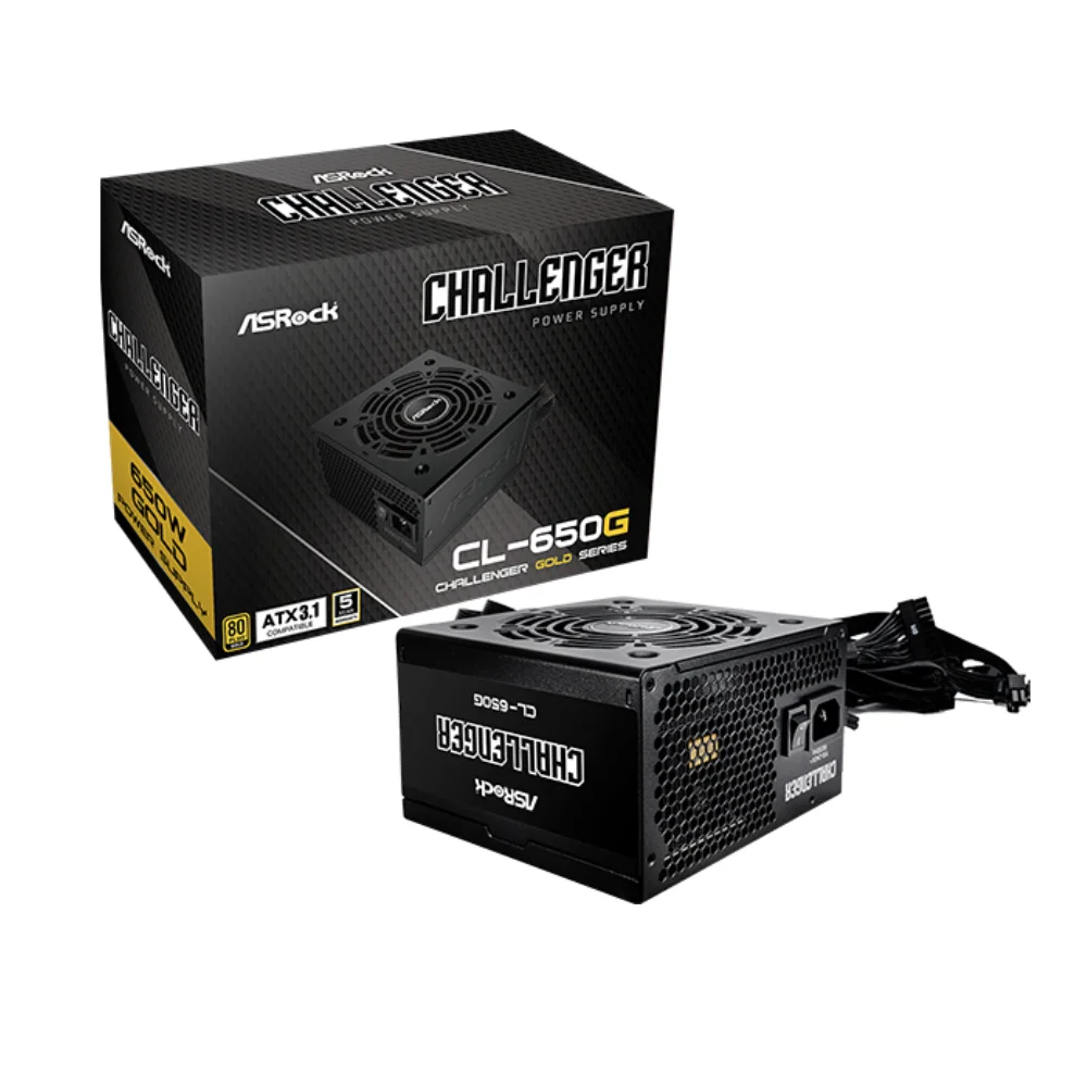 Fuente de poder Asrock Challenger CL-650G 650 watts certificacion 80 plus gold ATX iCool